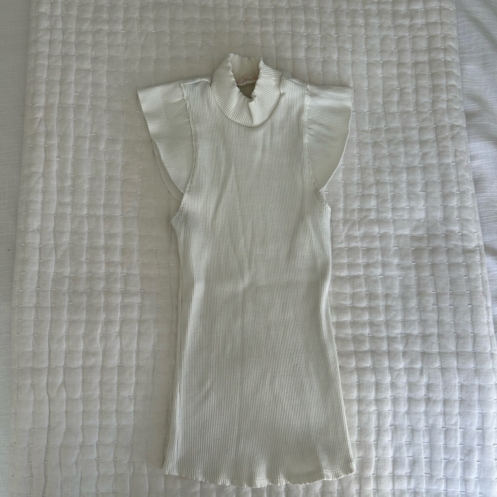 White Flutter Cap Sleeve Top